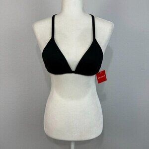 Spanx Women's Swim Triangle Top Neck Tie Light Support Black Size Medium